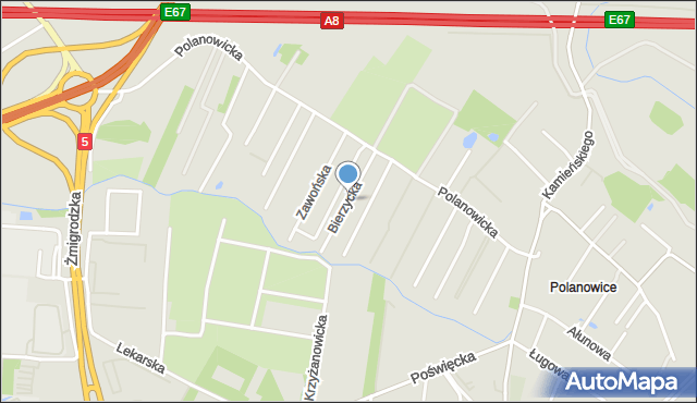 Wrocław, Bierzycka, mapa Wrocławia