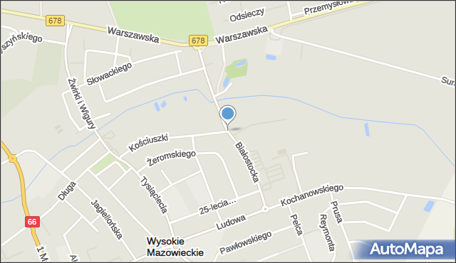 Wysokie Mazowieckie, Białostocka, mapa Wysokie Mazowieckie