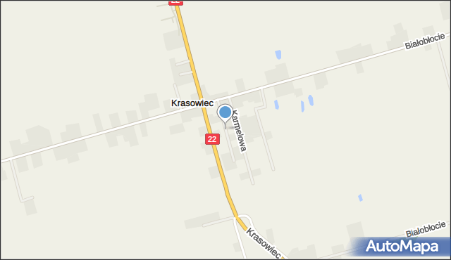 Białobłocie gmina Deszczno, Błękitna, mapa Białobłocie gmina Deszczno