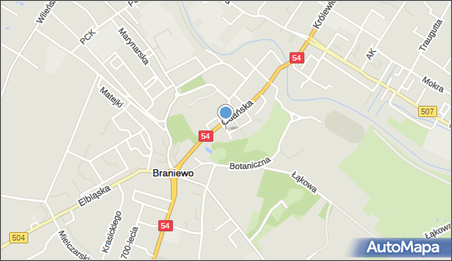 Braniewo, bł. Protmann Reginy, mapa Braniewo