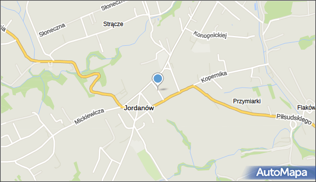 Jordanów powiat suski, bł. ks. Dańkowskiego, mapa Jordanów powiat suski