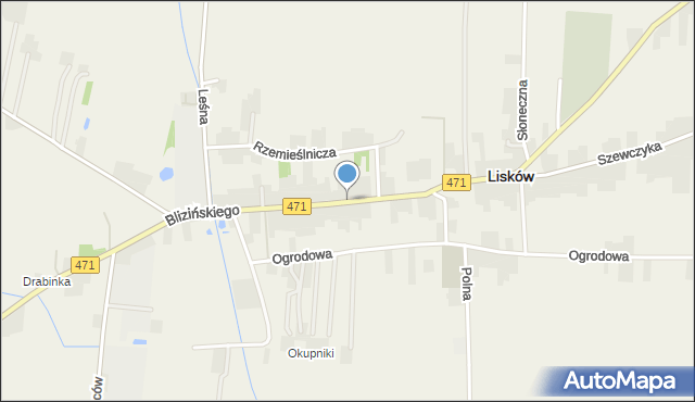 Lisków, Blizińskiego Wacława, ks., mapa Lisków