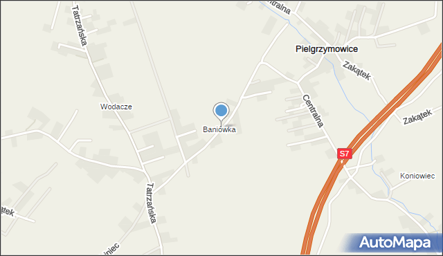 Pielgrzymowice gmina Michałowice, Błoniówka, mapa Pielgrzymowice gmina Michałowice