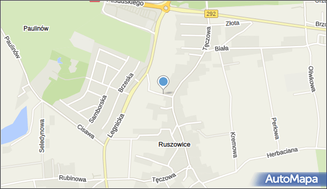 Ruszowice gmina Głogów, Błękitna, mapa Ruszowice gmina Głogów