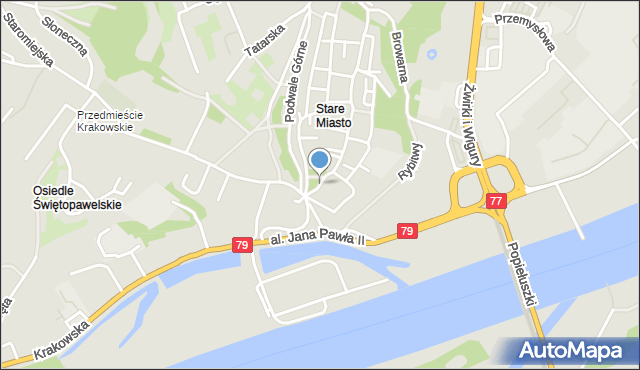 Sandomierz, bł. Kadłubka Wincentego, mapa Sandomierza
