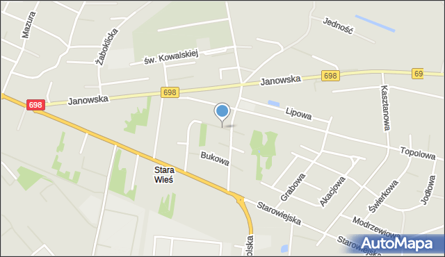 Siedlce, Bluszczowa, mapa Siedlce