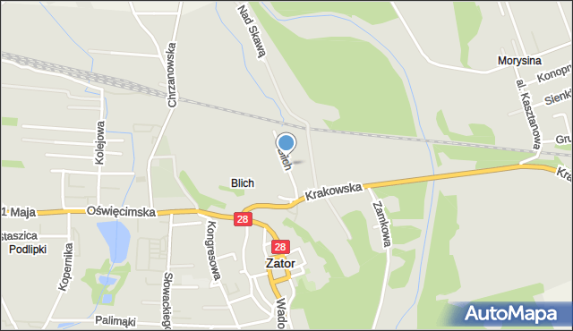 Zator powiat oświęcimski, Blich, mapa Zator powiat oświęcimski
