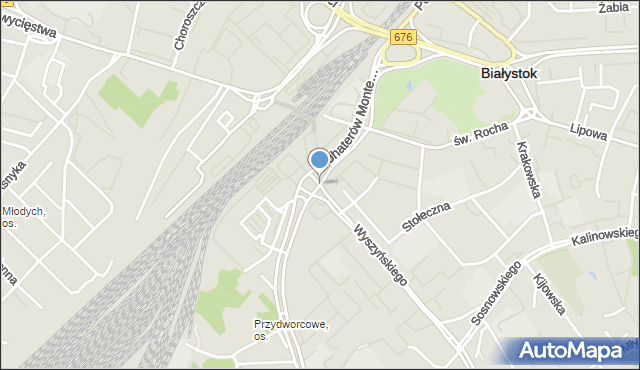 Białystok, Bohaterów Monte Cassino, mapa Białegostoku