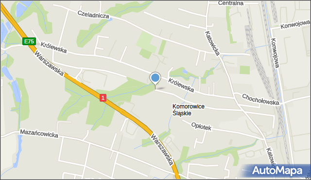 Bielsko-Biała, Botaniczna, mapa Bielsko-Białej