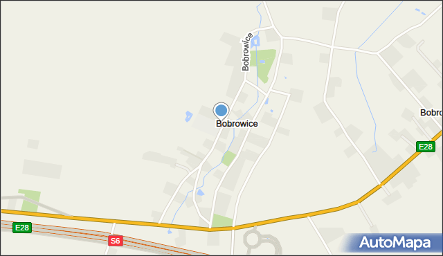 Bobrowice gmina Sławno, Bobrowice, mapa Bobrowice gmina Sławno