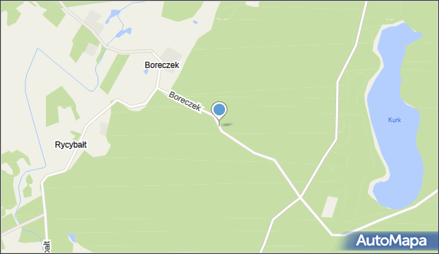 Boreczek gmina Biskupiec, Boreczek, mapa Boreczek gmina Biskupiec