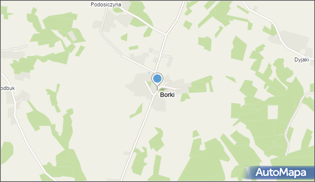 Borki gmina Ulanów, Borki, mapa Borki gmina Ulanów