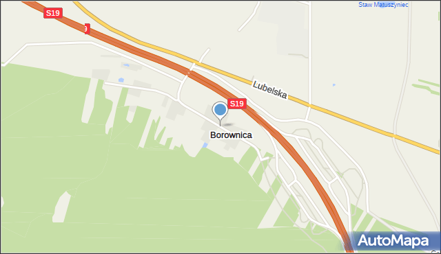 Borownica gmina Janów Lubelski, Borownica, mapa Borownica gmina Janów Lubelski