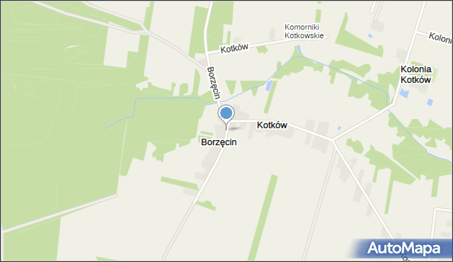 Borzęcin gmina Gorzkowice, Borzęcin, mapa Borzęcin gmina Gorzkowice