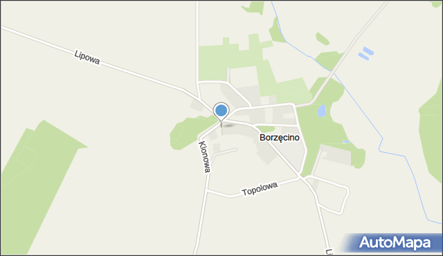 Borzęcino gmina Dębnica Kaszubska, Borzęcino, mapa Borzęcino gmina Dębnica Kaszubska