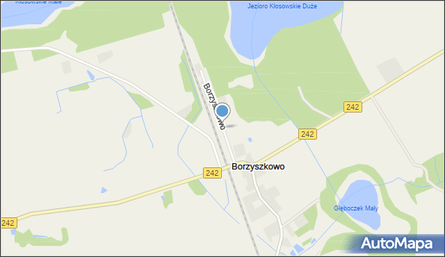 Borzyszkowo gmina Więcbork, Borzyszkowo, mapa Borzyszkowo gmina Więcbork