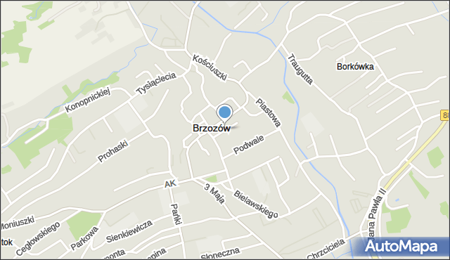 Brzozów, Boczna, mapa Brzozów