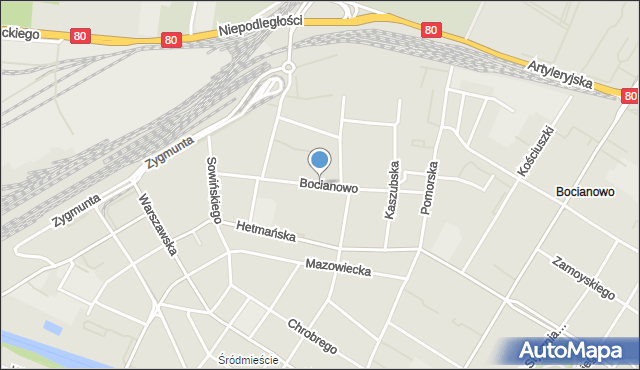 Bydgoszcz, Bocianowo, mapa Bydgoszczy