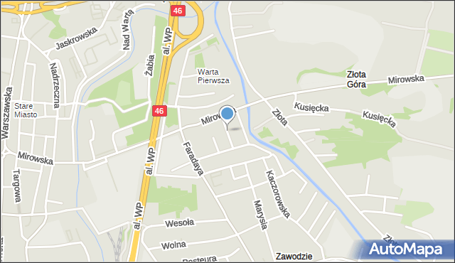 Częstochowa, Boczna, mapa Częstochowy