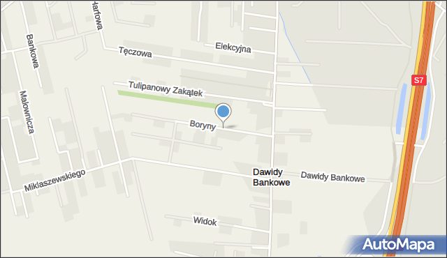 Dawidy Bankowe, Boryny, mapa Dawidy Bankowe