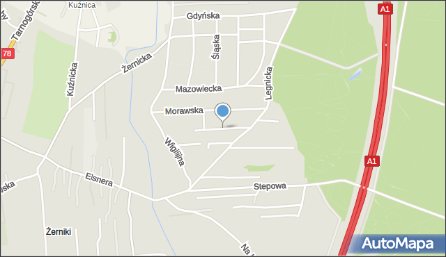 Gliwice, Bożonarodzeniowa, mapa Gliwic