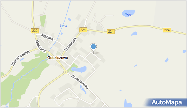 Godziszewo gmina Skarszewy, Boczna, mapa Godziszewo gmina Skarszewy
