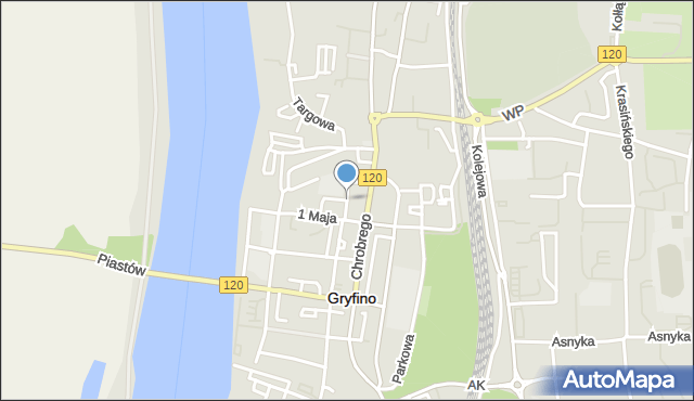 Gryfino, Bolesława Krzywoustego, mapa Gryfino