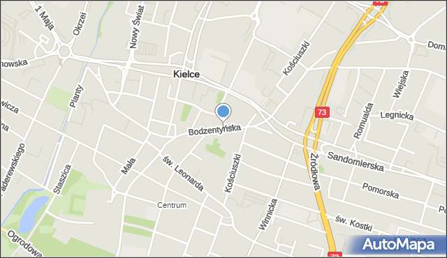 Kielce, Bodzentyńska, mapa Kielc