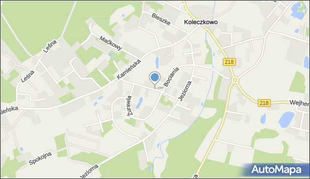 Koleczkowo, Bociania, mapa Koleczkowo