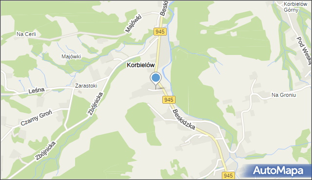 Korbielów, Borowa, mapa Korbielów
