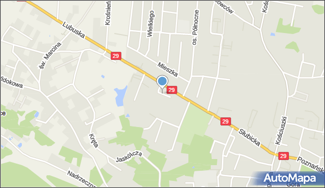 Krosno Odrzańskie, Bojarskiego Józefa, mapa Krosno Odrzańskie