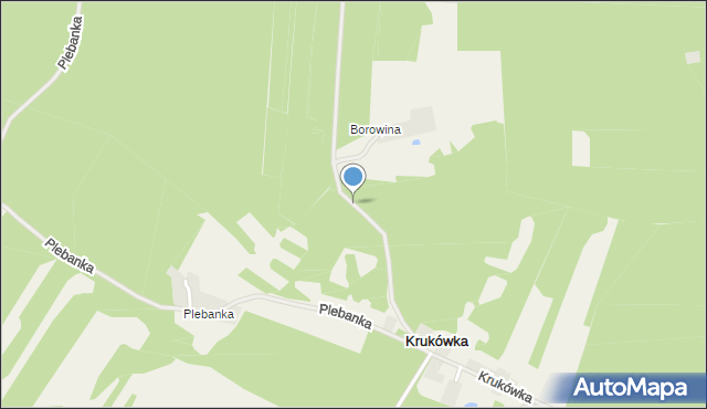Krukówka gmina Stężyca, Borowina, mapa Krukówka gmina Stężyca
