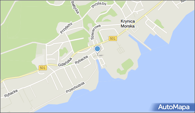 Krynica Morska, Bosmańska, mapa Krynica Morska