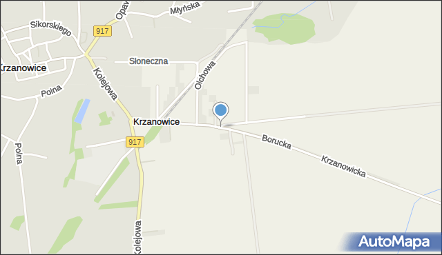 Krzanowice powiat raciborski, Borucka, mapa Krzanowice powiat raciborski