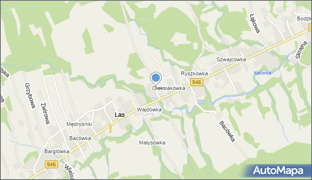 Las gmina Ślemień, Boczna, mapa Las gmina Ślemień