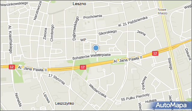 Leszno, Bohaterów Westerplatte, mapa Leszno
