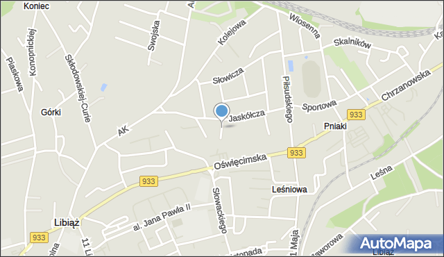 Libiąż, Bociania, mapa Libiąż