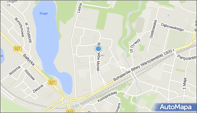 Olsztyn, Bohaterów Monte Cassino, mapa Olsztyna