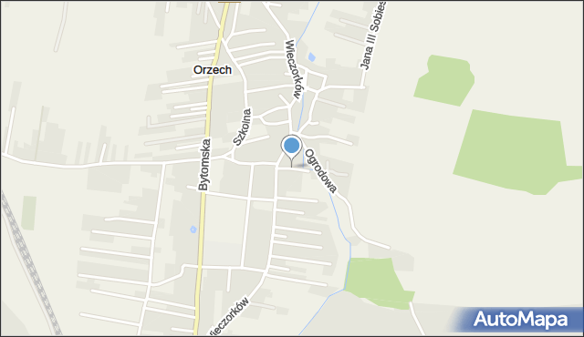 Orzech, Boczna, mapa Orzech