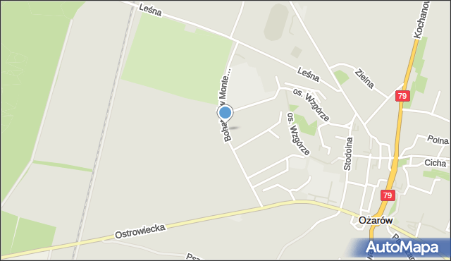 Ożarów powiat opatowski, Bohaterów Monte Cassino, mapa Ożarów powiat opatowski