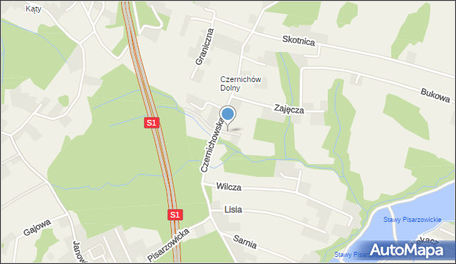 Pisarzowice gmina Wilamowice, Borutkowy Las, mapa Pisarzowice gmina Wilamowice