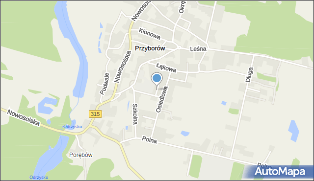 Przyborów gmina Nowa Sól, Boczna, mapa Przyborów gmina Nowa Sól
