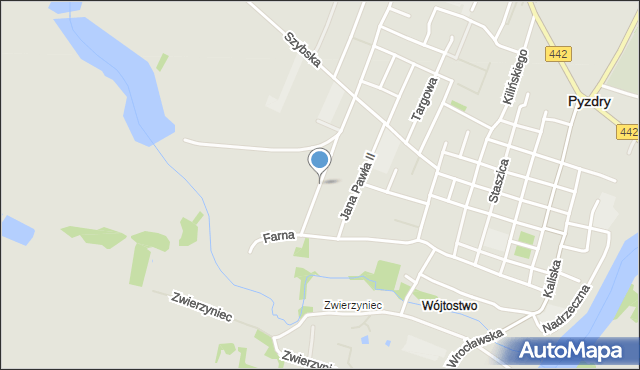 Pyzdry, Bolesława Pobożnego, mapa Pyzdry