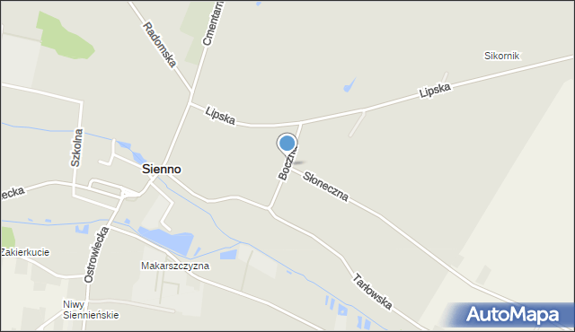 Sienno powiat lipski, Boczna, mapa Sienno powiat lipski