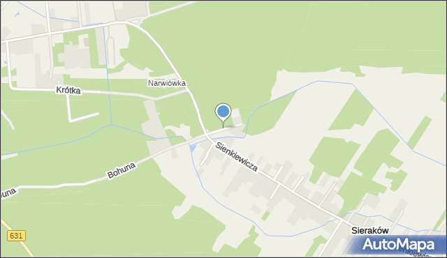 Sieraków gmina Radzymin, Bohuna, mapa Sieraków gmina Radzymin
