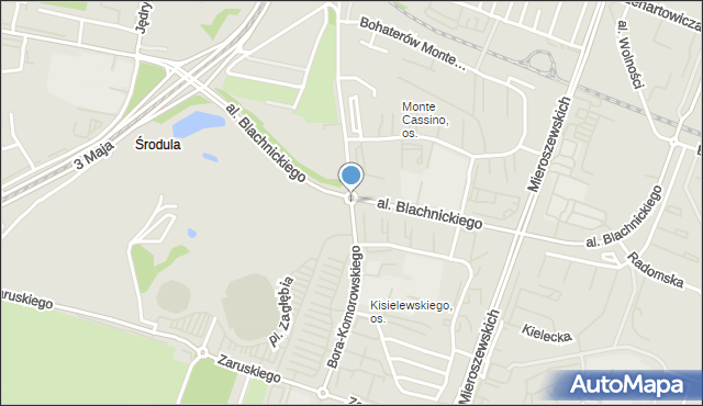 Sosnowiec, Bora-Komorowskiego Tadeusza, gen., mapa Sosnowca