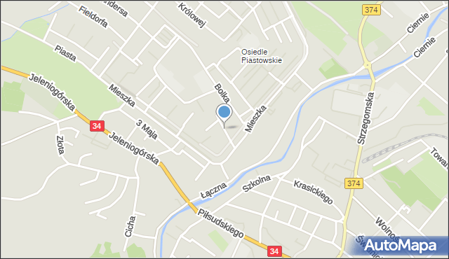 Świebodzice, Bolesława II Śmiałego, mapa Świebodzice