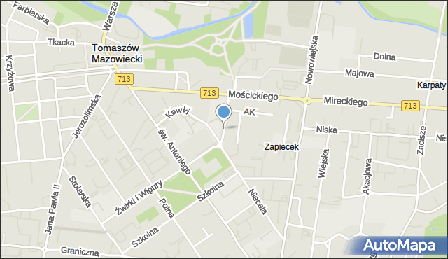 Tomaszów Mazowiecki, Bohaterów 14 Brygady, mapa Tomaszów Mazowiecki