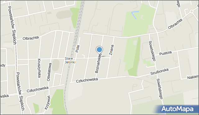 Warszawa, Boznańskiej Olgi, mapa Warszawy
