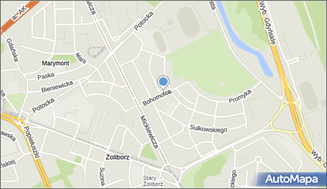 Warszawa, Bohomolca Franciszka, mapa Warszawy